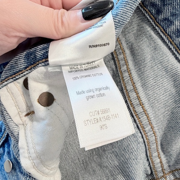 AGOLDE 90's High Rise Straight Leg Jeans Distressed Blue Wash Size 25 - Picture 7 of 7